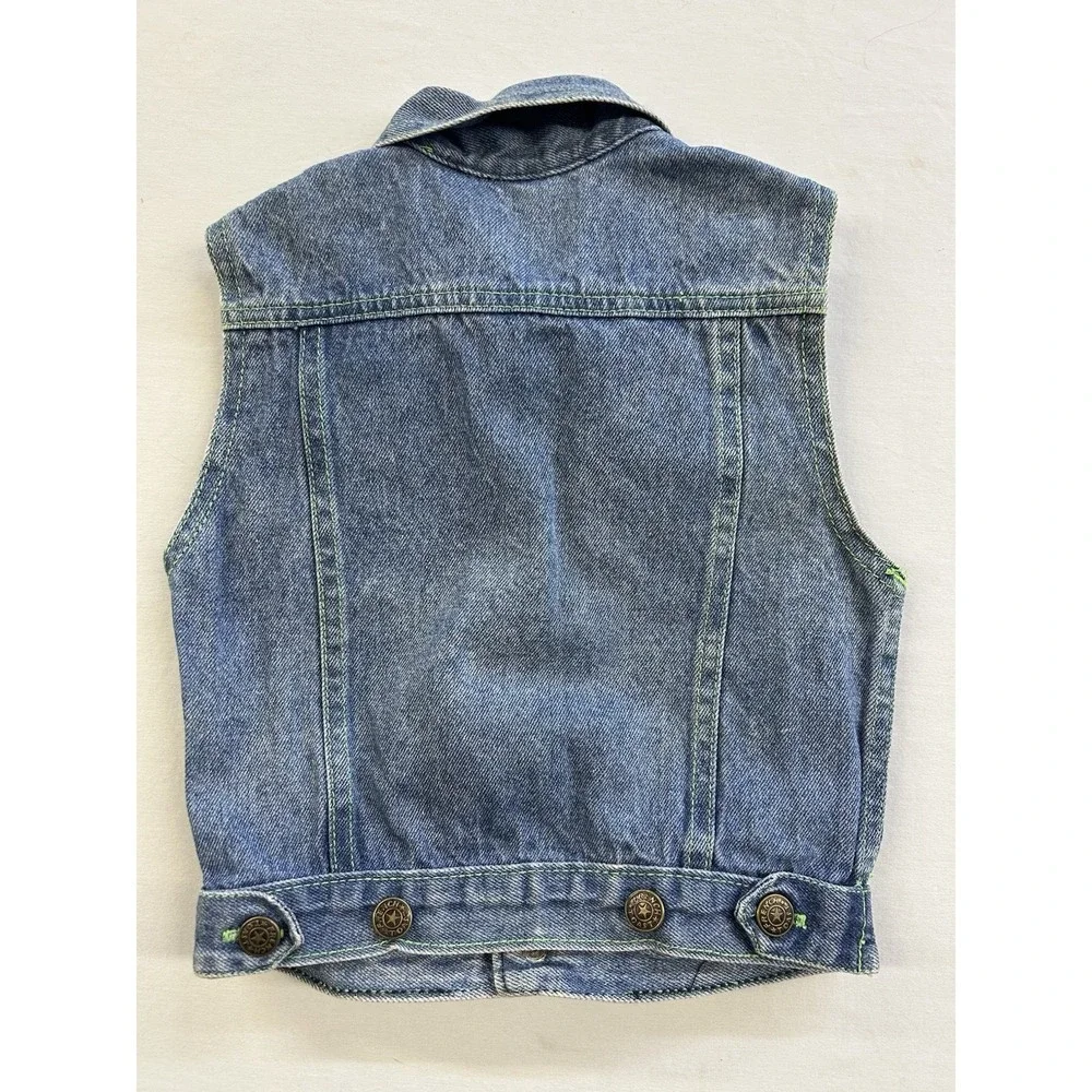 Vintage 90s French Toast By Lollytogs Brand Denim Vest Size 24 Months